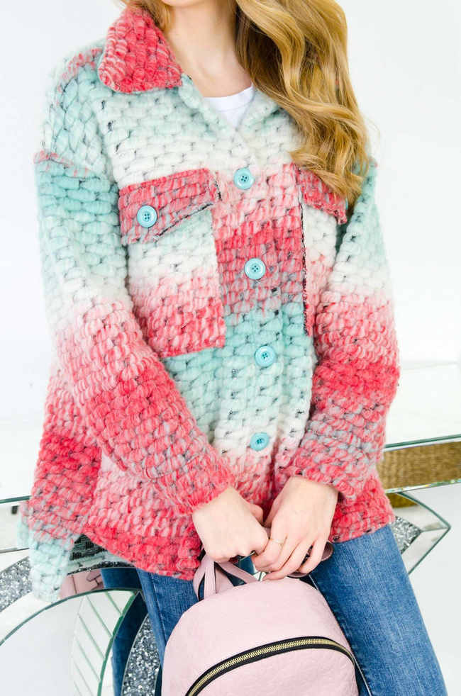 WIOSENNY PŁASZCZYK MULTIKOLOR - CZERWONO-ZIELONY