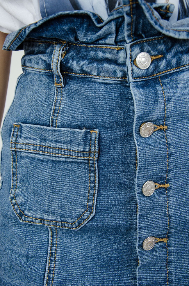 Jeansowa spódnica z falbanką w pasie