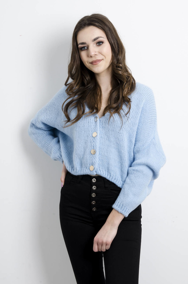 SWETER KARDIGAN ZAPINANY NA GUZIKI- NIEBIESKI