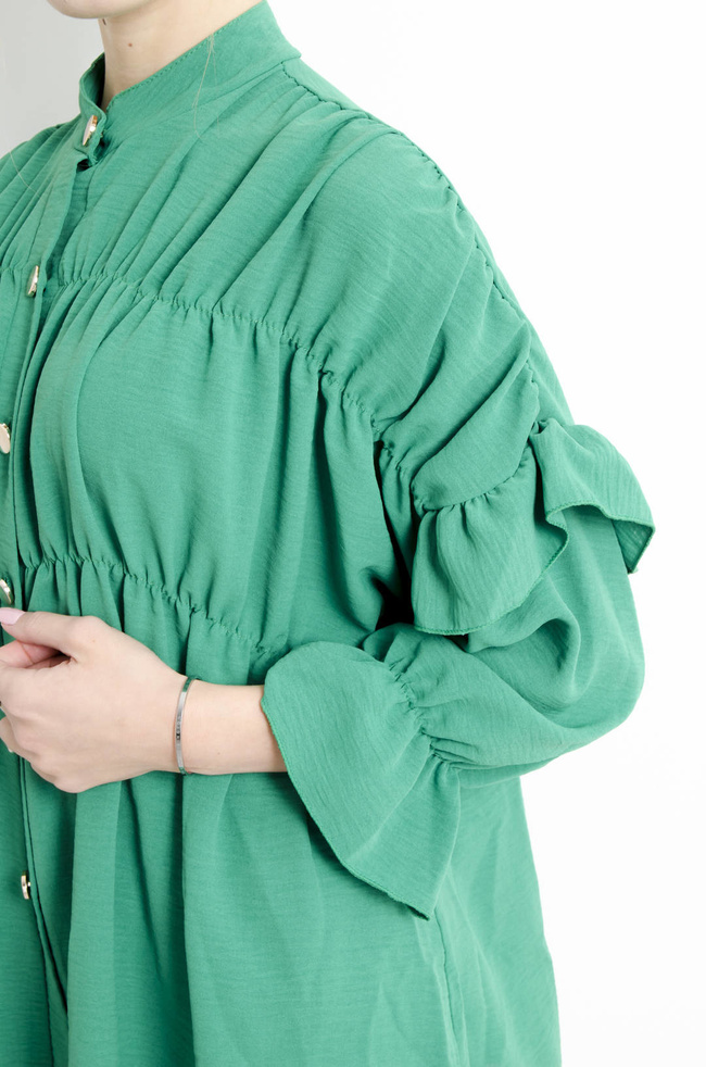 KOSZULA ZIELONA Z FALBANAMI