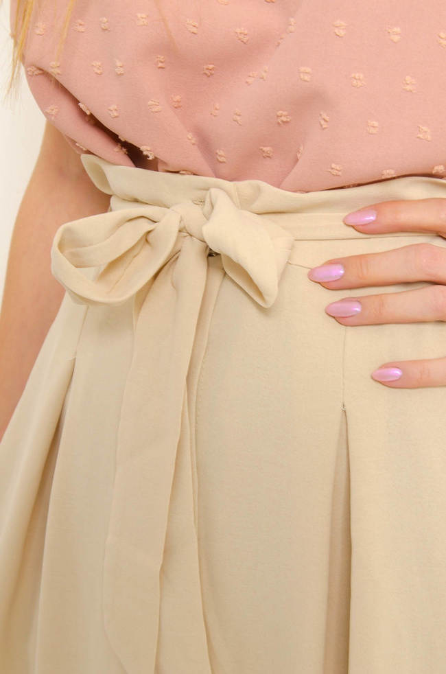 BEŻOWA MAXI SPÓDNICA Z FALBANĄ NA DOLE