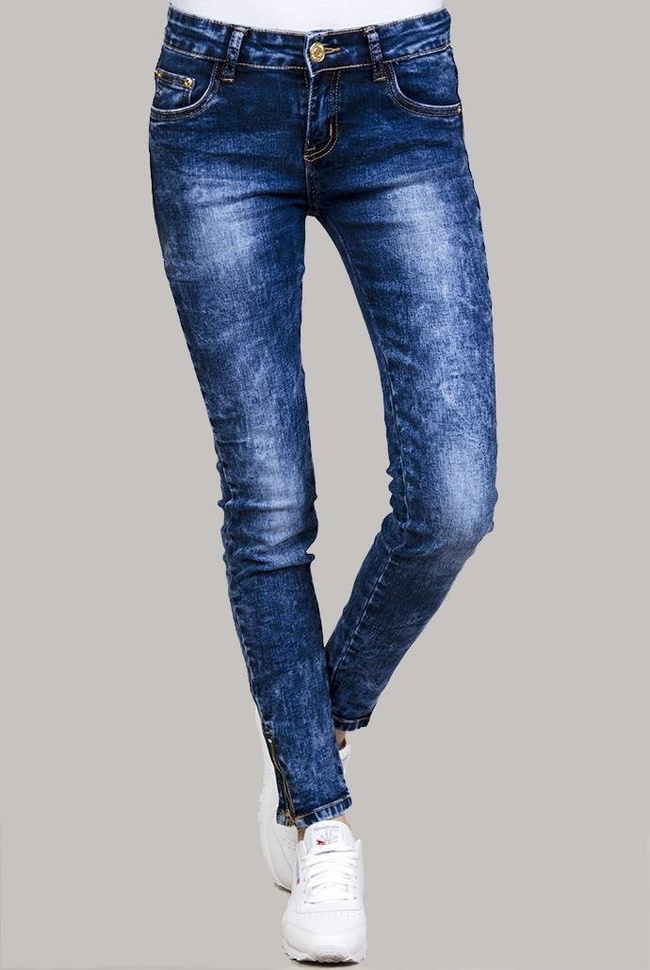 Klasyczne spodnie rurki jeansowe z zamkami na dole