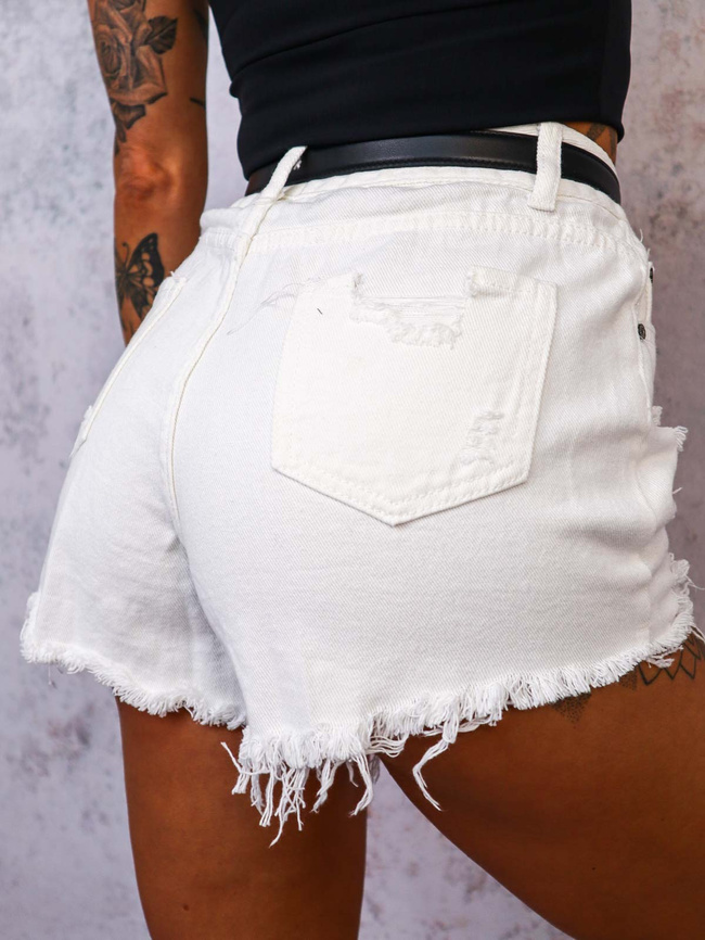 SZORTY JEANSOWE Z PRZETARCIAMI- BIAŁE