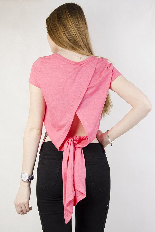 Bluzka z lwem wiązana z tyłu różowa