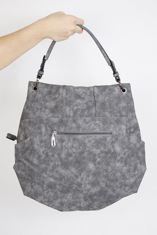 Duża szara torebka z nubuku
