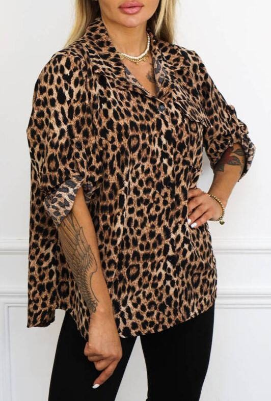 KOSZULA ONE SIZE W PANTERKĘ Z KIESZENIĄ