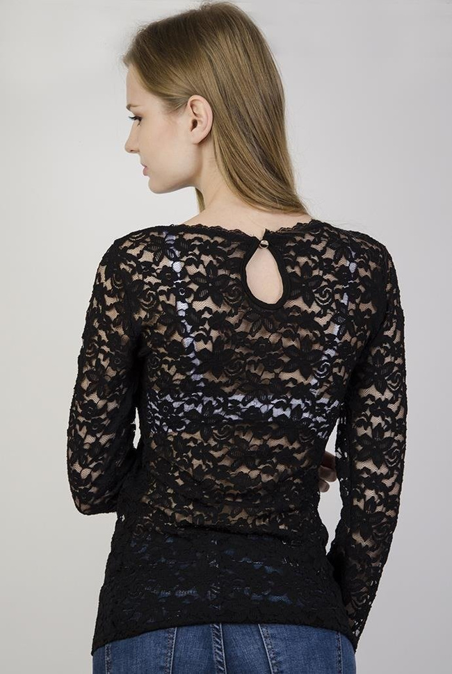 Czarna koronkowa bluzka z usztywnieniem