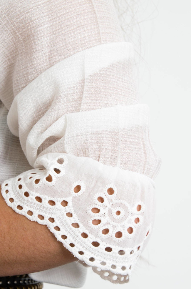 BIAŁA BLUZKA W SZPIC Z HAFTEM