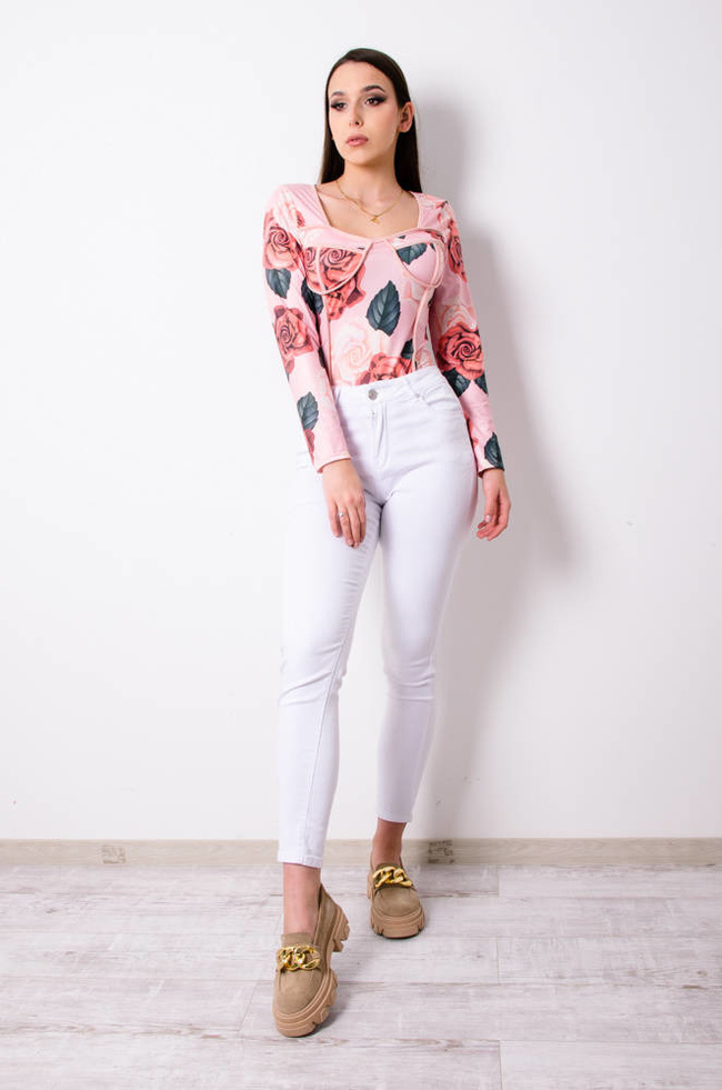 BODY W KWIATY W KOLORZE RÓŻOWYM