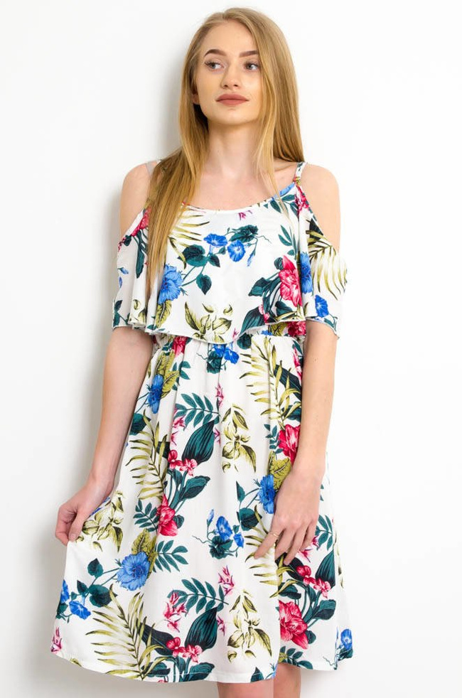 BIAŁA KRÓTKA SUKIENKA W KWIATY