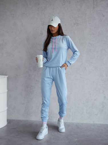 KOMPLET DRESOWY WELUROWY Z KONTRASTOWYMI SZNURKAMI- NIEBIESKI