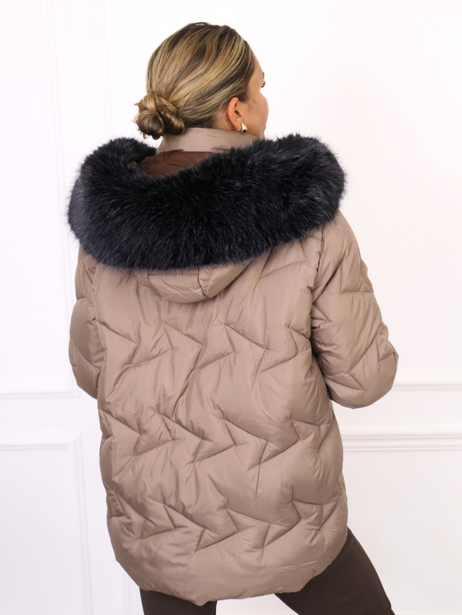 ASYMETRYCZNA KURTKA Z KONTRASTOWYMI WSTAWKAMI I PRZEDŁUŻANYMI ŚCIĄGACZAMI PRZY RĘKAWACH- FANGO