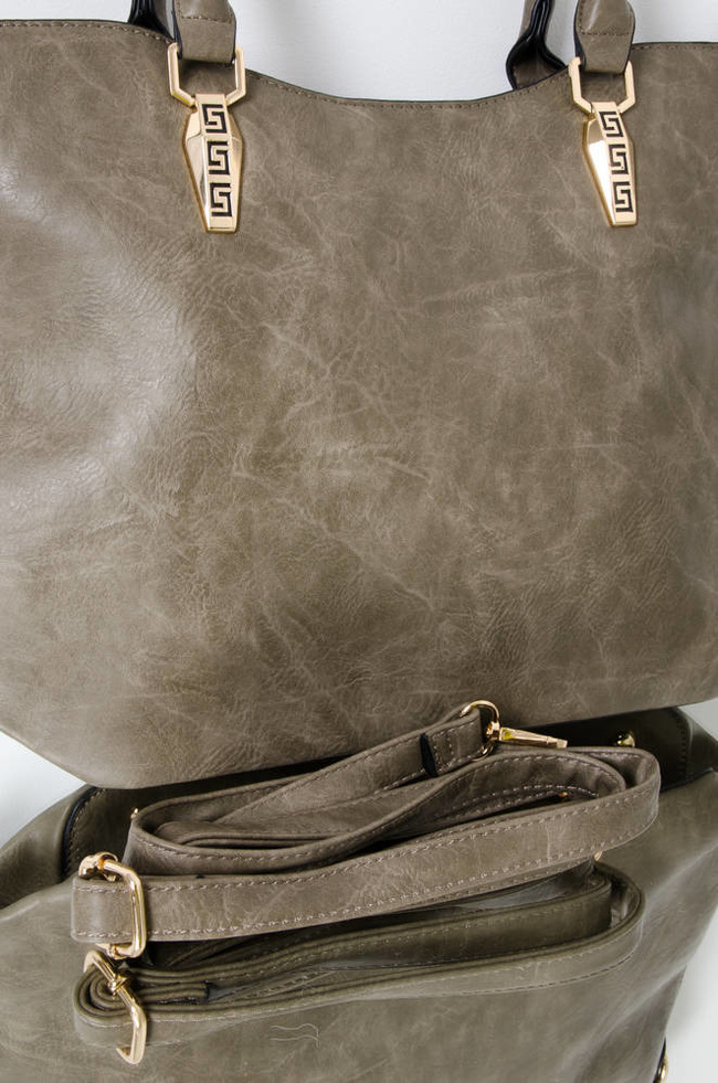 TORBA SHOPPER Z IMITACJI SKÓRY- KHAKI