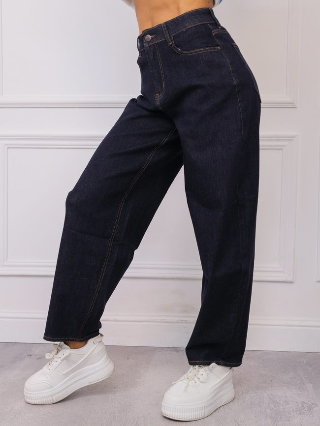 SPODNIE JEANSOWE MOM FIT- GRANATOWE