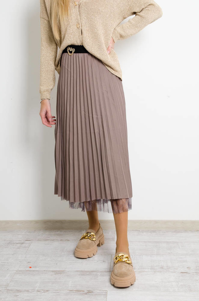 BRĄZOWA DWUSTRONNA SPÓDNICA Z TIULEM