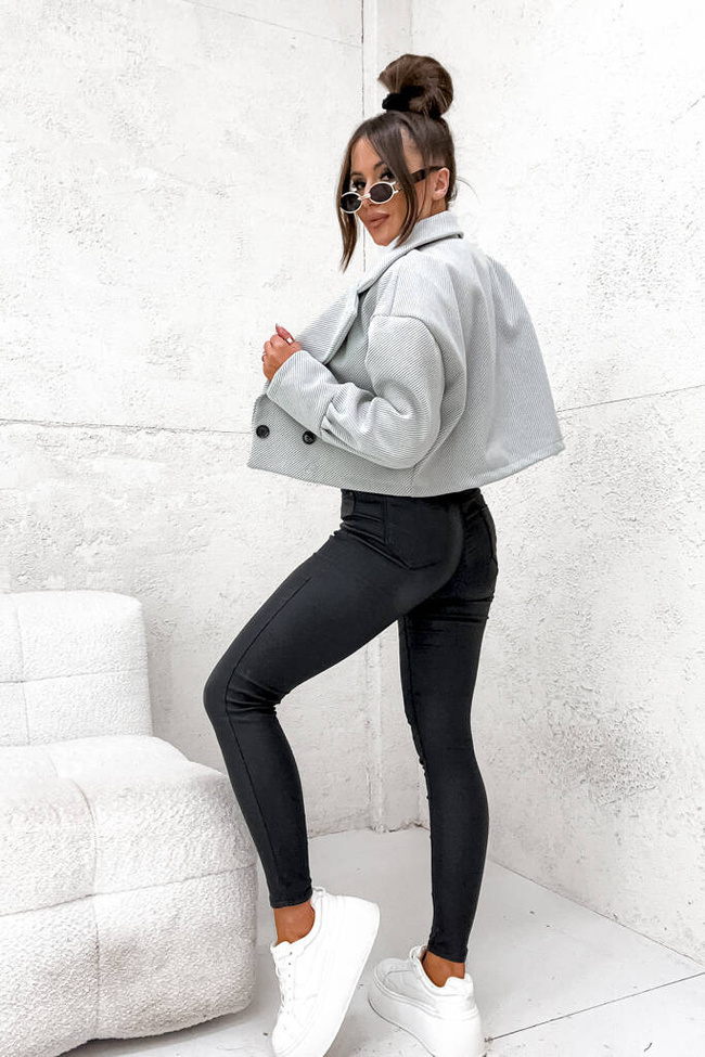 KURTKA DWURZĘDOWA O FASONIE MARYNARKI- SZARA