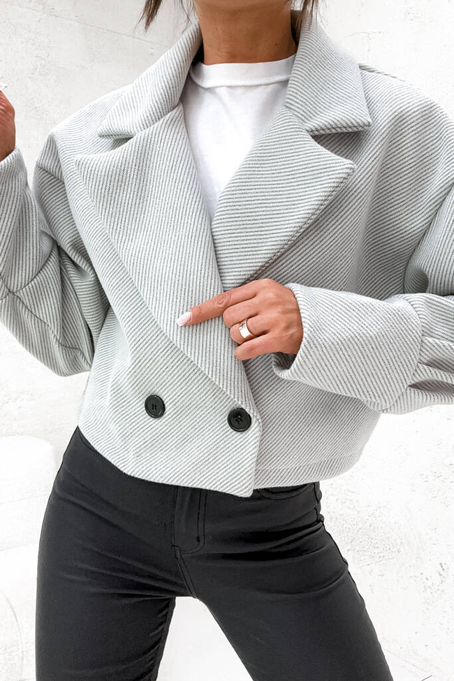 KURTKA DWURZĘDOWA O FASONIE MARYNARKI- SZARA