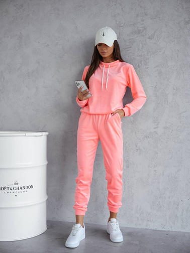 KOMPLET DRESOWY WELUROWY Z KONTRASTOWYMI SZNURKAMI- BRZOSKWINIOWY