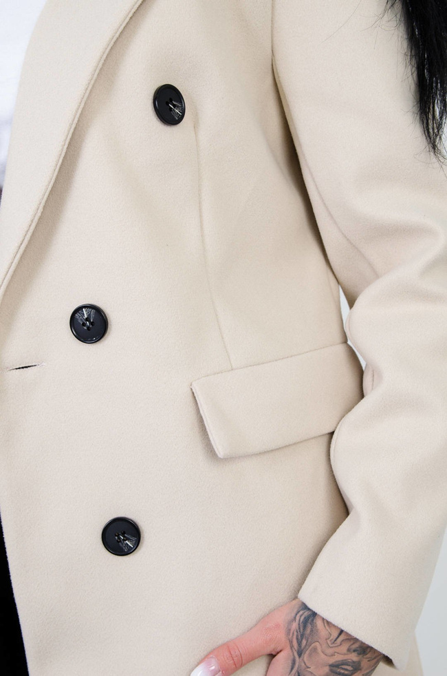 BEŻOWY DŁUGI PŁASZCZ 