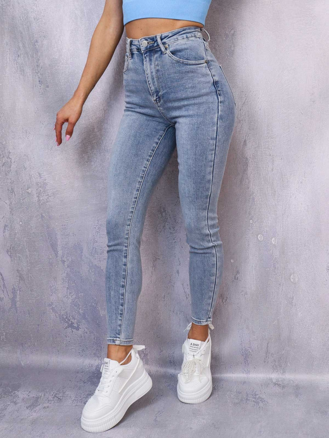 SPODNIE JEANSOWE SKINNY Z BARDZO WYSOKIM STANEM