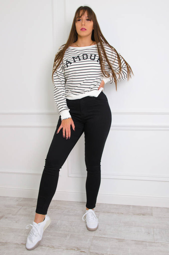 CZARNE SPODNIE SKINNY Z WYSOKIM STANEM- ROZMIARY (L-4XL)