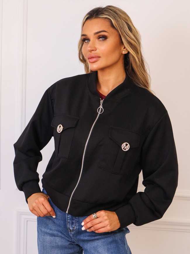 BLUZA BOMBERKA ZAPINANA NA ZAMEK- CZARNA