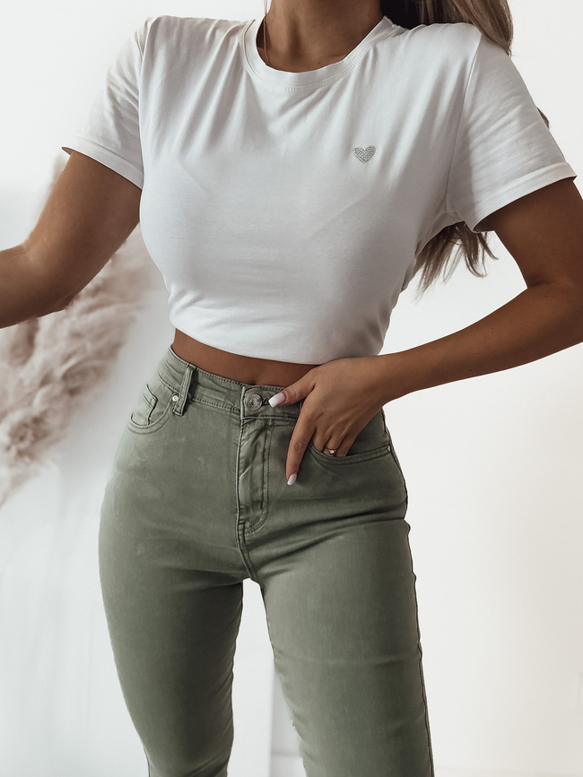 DOPASOWANE SPODNIE Z WYSOKIM STANEM PUSH UP- ZIELONE