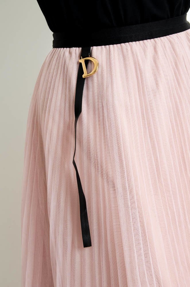 RÓŻOWA PLISOWANA SPÓDNICA MIDI Z TIULU