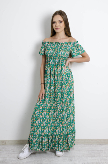 SUKIENKA MAXI W KWIATY - ZIELONA