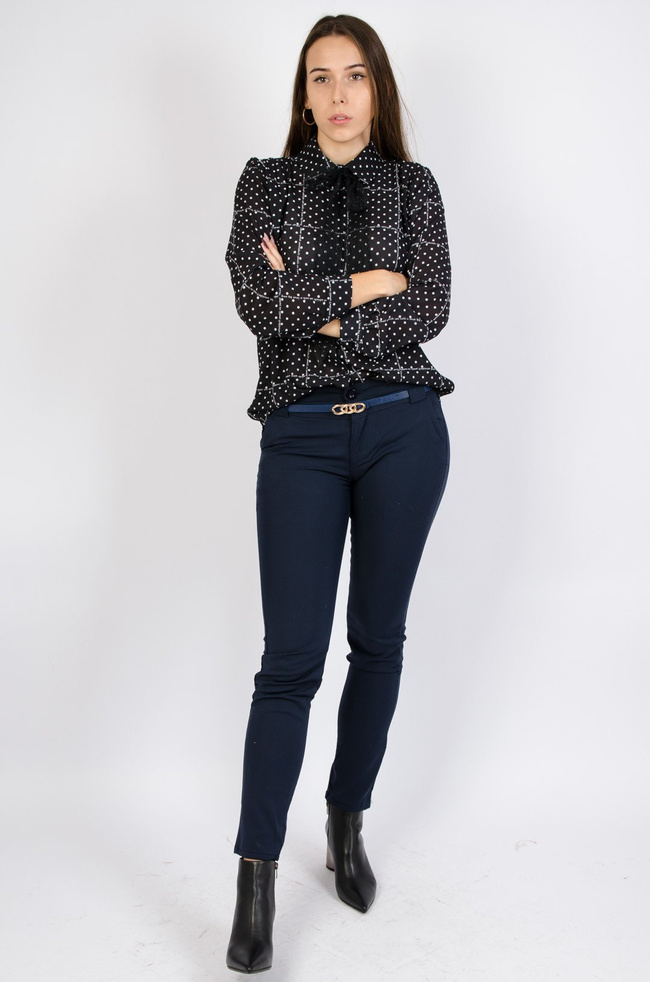 GRANATOWE ELEGANCKIE SPODNIE