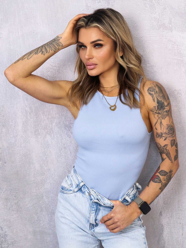 BODY PRĄŻKOWANE MODELUJĄCE- NIEBIESKIE