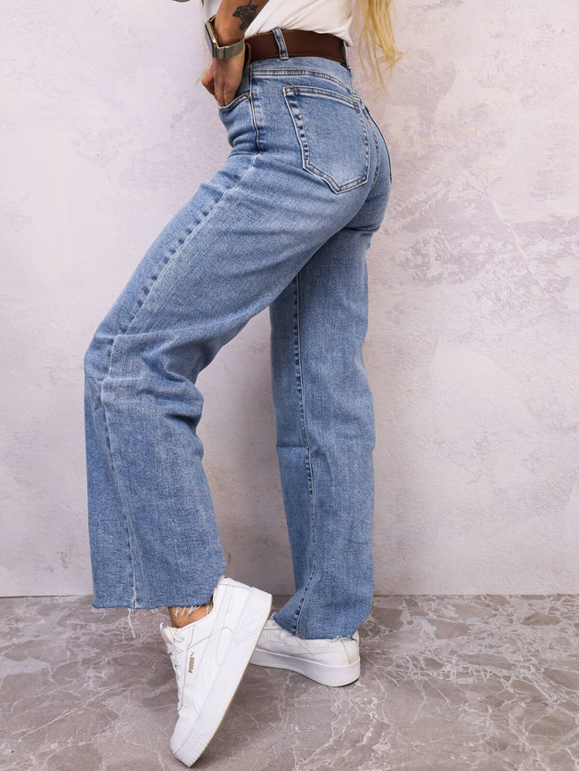 SPODNIE JEANSOWE Z SUROWYMI,SZEROKIMI NOGAWKAMI I WYSOKIM STANEM