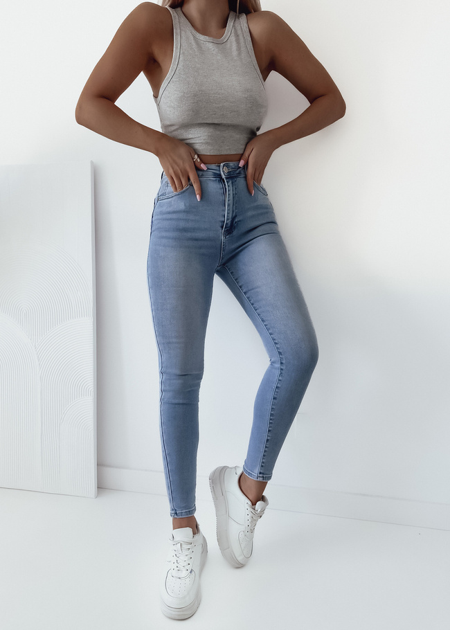 JASNE SPODNIE JEANSOWE SKINNY- WYSOKI STAN