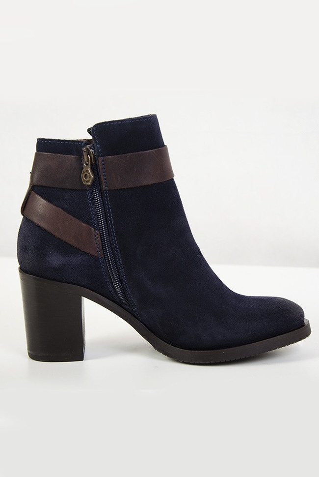 Tommy Hilfiger granatowe botki z paskami