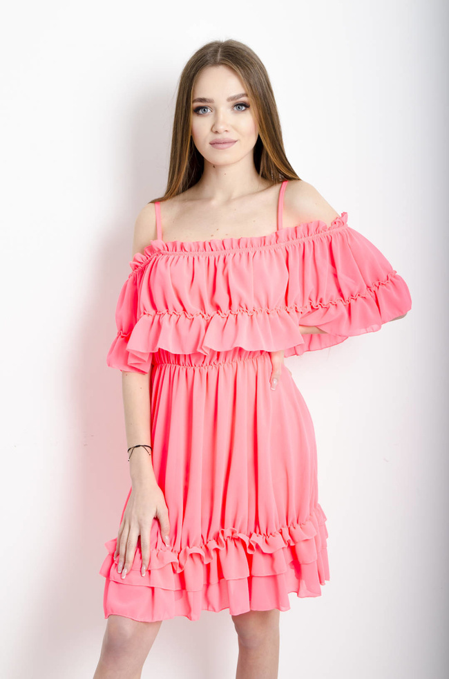 SUKIENKA HISZPANKA Z FALBANAMI - RÓŻOWA