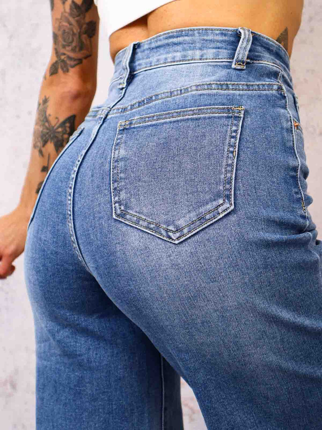 SPODNIE JEANSOWE DZWONY- NIEBIESKIE