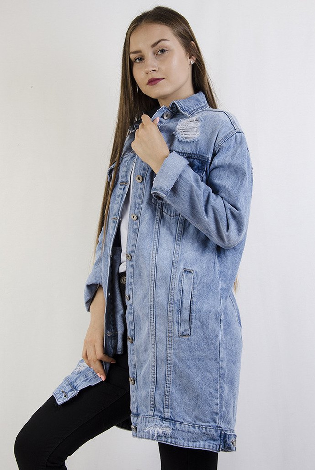 Kurtka jeansowa długa jasna