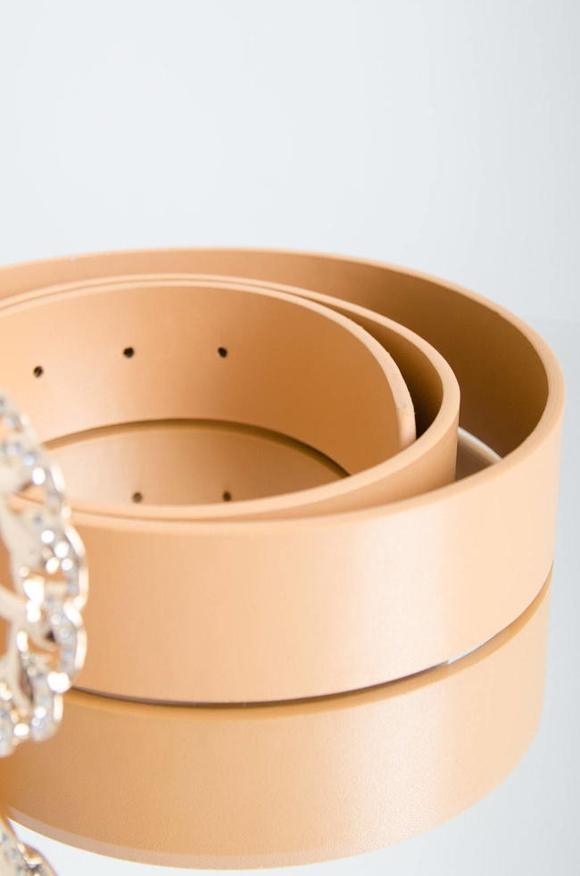 BRĄZOWY PASEK Z OZDOBNĄ KLAMRĄ