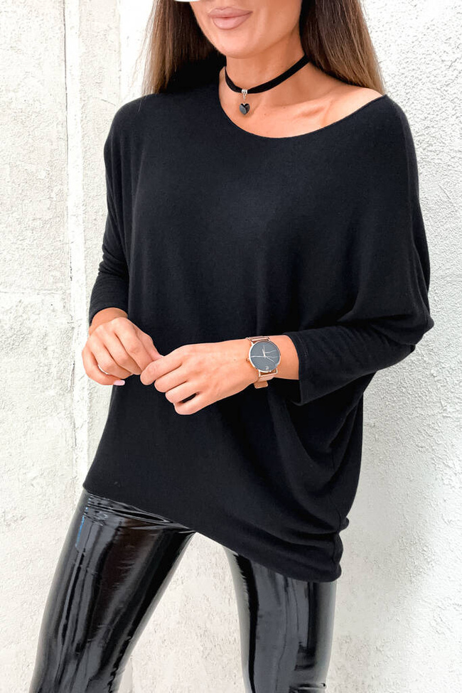 ASYMETRYCZNA BLUZKA OVERSIZE - CZARNA
