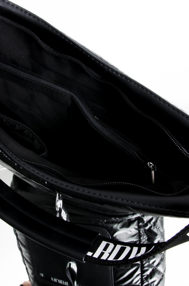 TORBA MATERIAŁOWA PIKOWANA CZARNA- SHOPPER