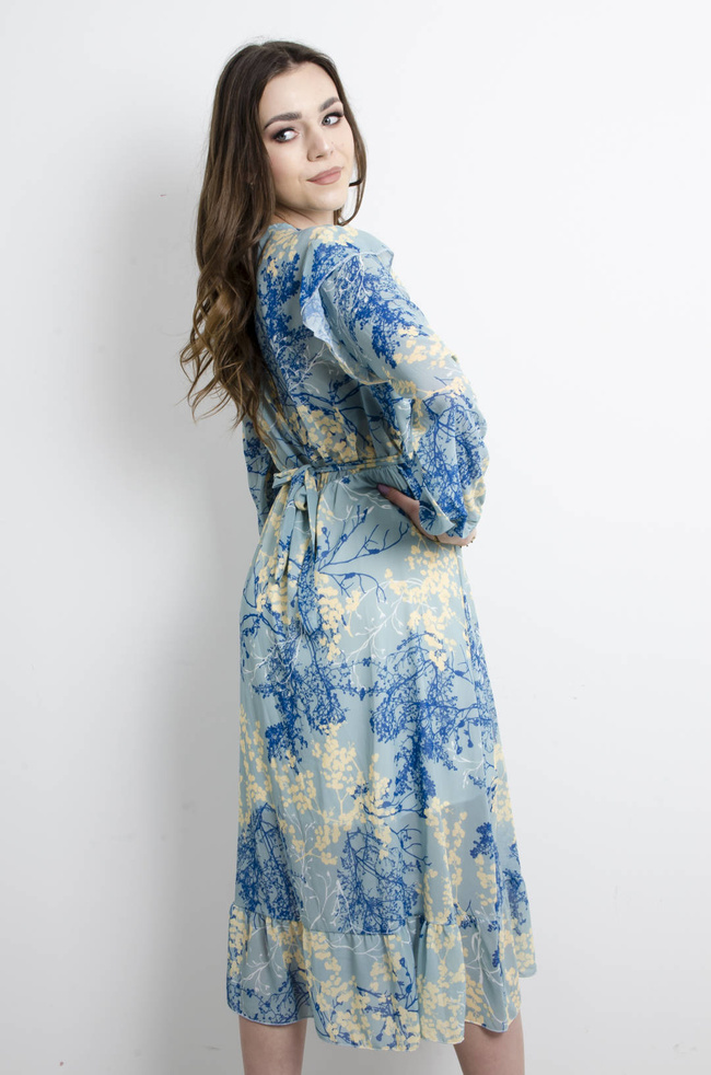 SUKIENKA MAXI NIEBIESKA Z PASKIEM 