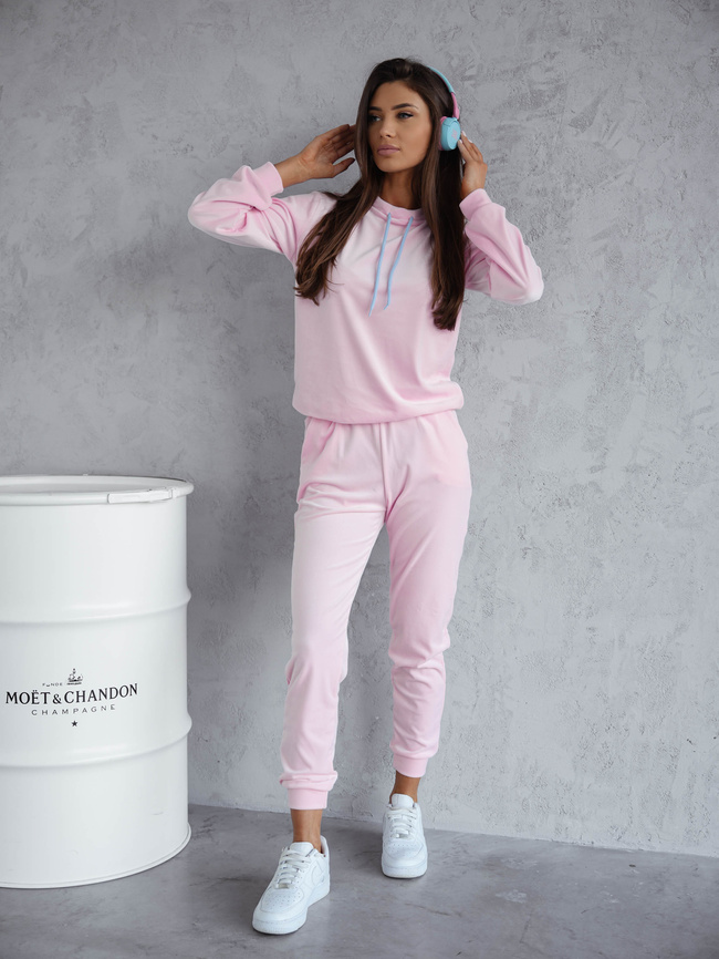 KOMPLET DRESOWY WELUROWY Z KONTRASTOWYMI SZNURKAMI- RÓŻOWY