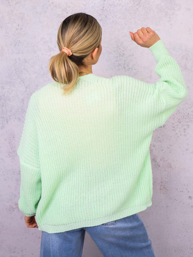 NARZUTA KARDIGAN DZIANINOWY Z KIESZENIAMI- ZIELONY