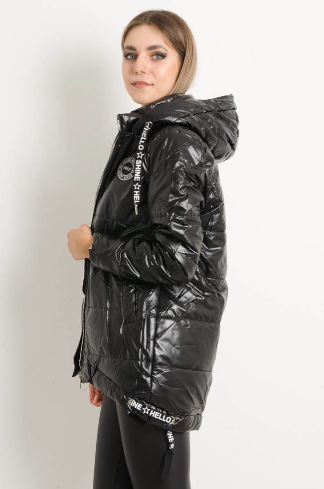 KURTKA PRZEJŚCIOWA ASYMETRYCZNA- CZARNA