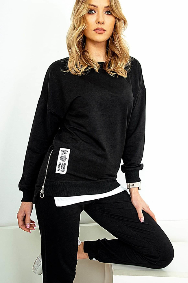 KOMPLET DRESOWY Z OZDOBNYMI NASZYWKAMI- CZARNY