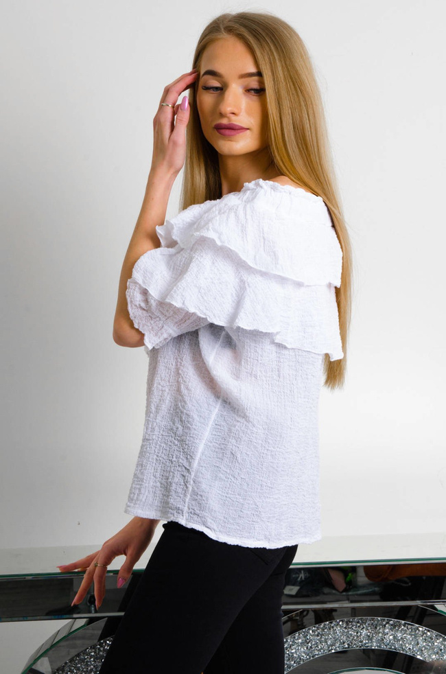 BIAŁA MUŚLINOWA BLUZKA HISZPANKA