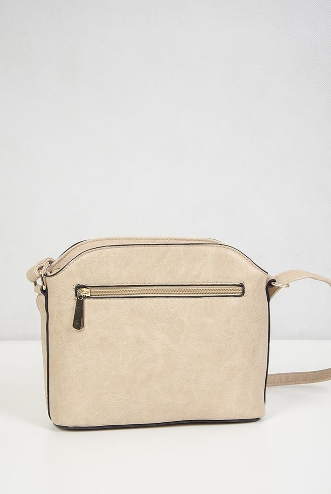 Beżowa, mała torebka zdobiona ćwiekami