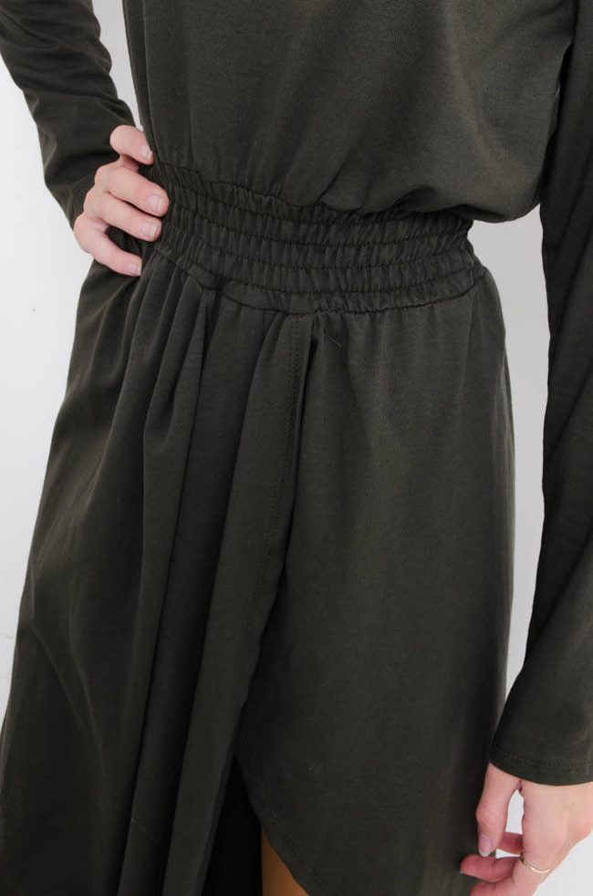 ZIELONA  ASYMETRYCZNA SUKIENKA 