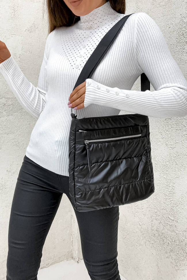 TORBA PIKOWANA Z OZDOBNM ZAMKIEM- CZARNA