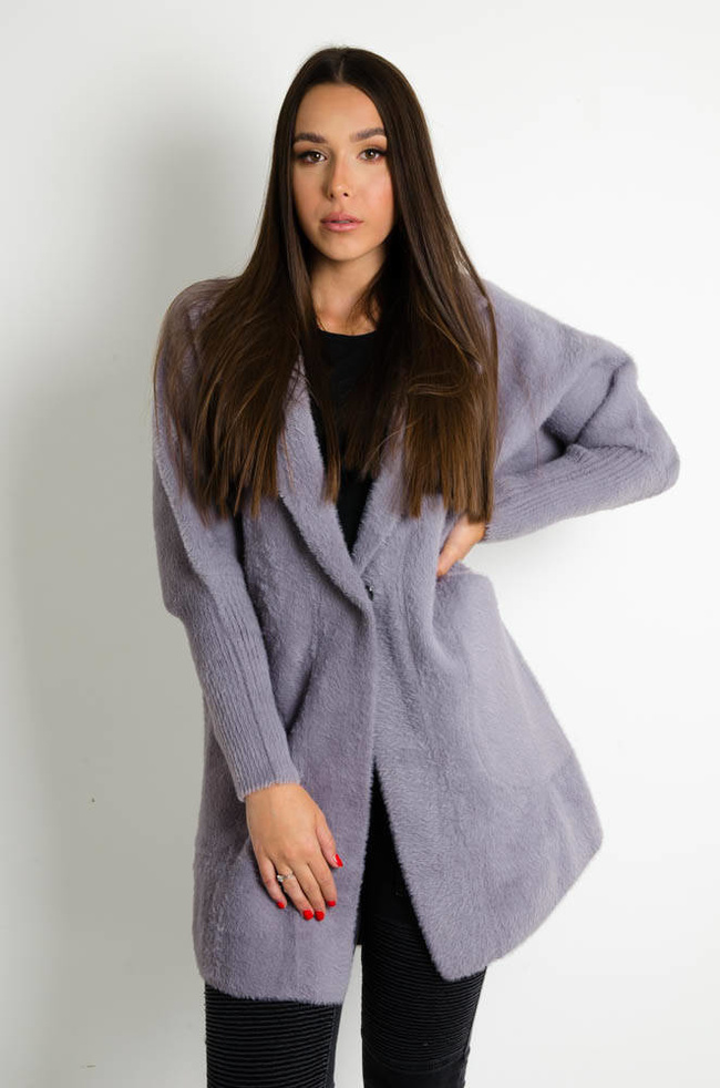 PŁASZCZ DŁUGI WEŁNIANY ALPAKA- SZARY